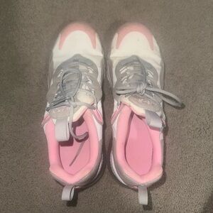 nike pink, white, gray tennis shoes